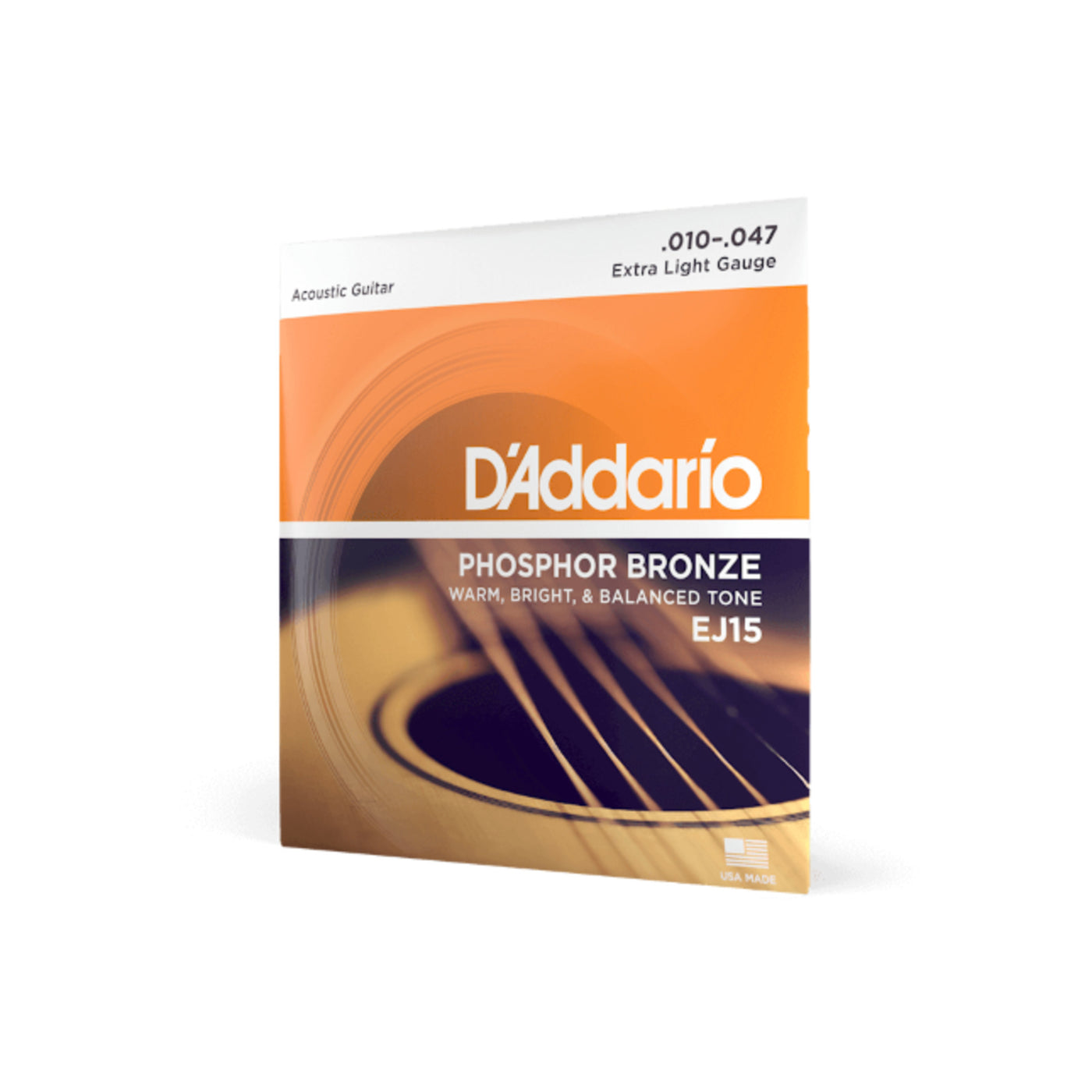 D'Addario Phosphor Bronze Acoustic Guitar Strings, Extra Light, 10-47 (EJ15)