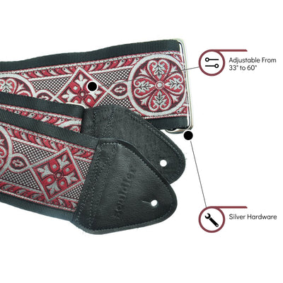 Souldier GT0055BK02BK - Handmade Souldier Fabric Bass Strap, 3 Inches Wide and Adjustable from 33" to 60" Made in the USA, Red