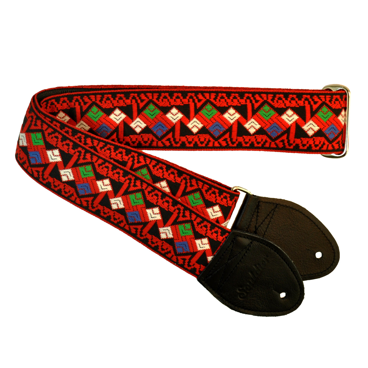 Souldier GS0366BK02BK - Handmade Seatbelt Guitar Strap for Bass, Electric or Acoustic Guitar, 2 Inches Wide and Adjustable Length from 30" to 63"  Made in the USA, Clapton, Red