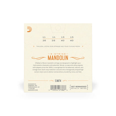 D'Addario Monel Mandolin Strings, Medium, 11-40 (EJM74)