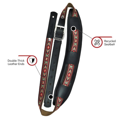 Souldier SSA1127BK02BK - Handmade Souldier Plain Saddle Strap for Bass Electric, or Acoustic Guitar, 2.5 Inches Wide and Adjustable up to 57" made in the USA, Seneca