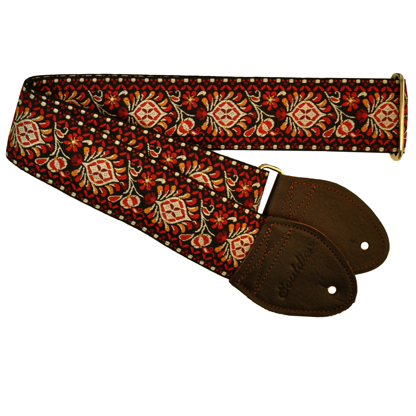 Souldier GS0242GD02WB - Handmade Seatbelt Guitar Strap for Bass, Electric or Acoustic Guitar, 2 Inches Wide and Adjustable Length from 30" to 63"  Made in the USA, Hendrix, Flame