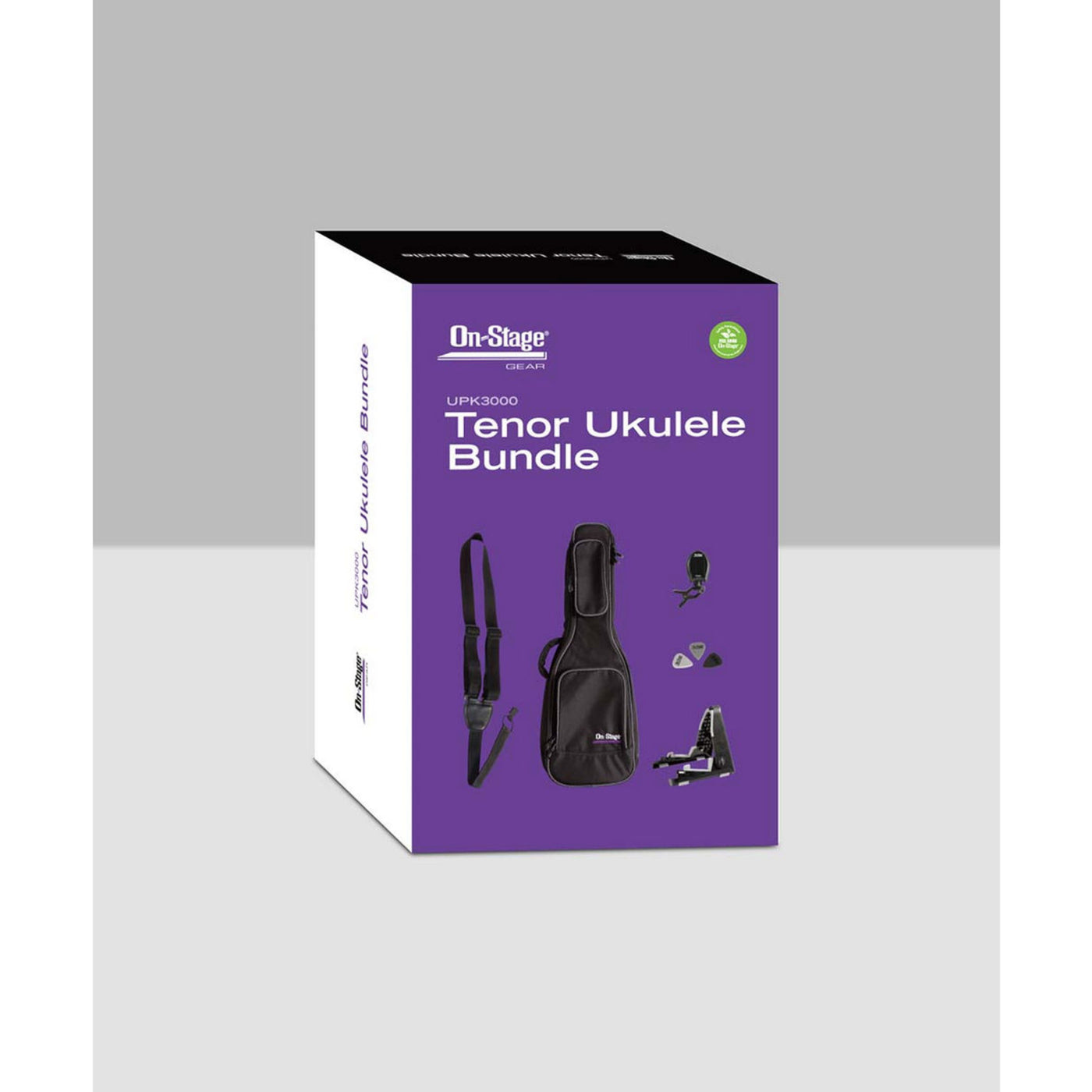 On-Stage Tenor Ukulele Bundle with Gig Bag, Stand, Tuner, and Accessories  (UPK3000)
