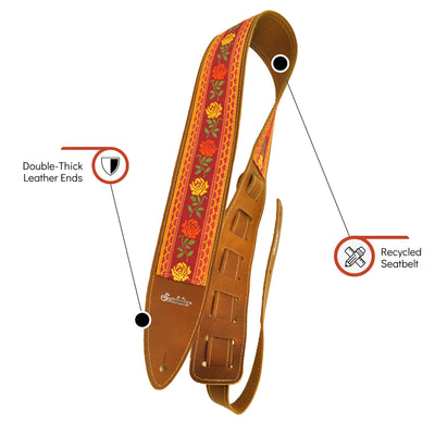 Souldier TGS1000TN02TN - Handmade Souldier Fabric Torpedo Strap for Bass, Electric, or Acoustic Guitar, Adjustable Length from 42.5" to 55" Made in the USA, Rose