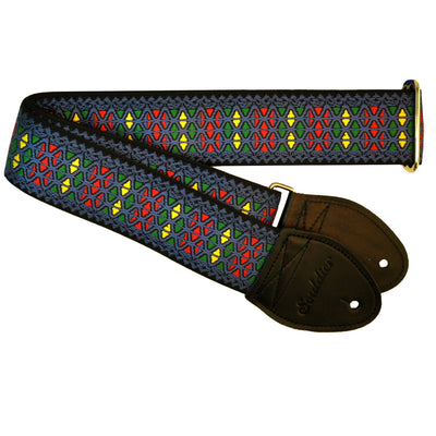 Souldier GS1223BK02BK - Handmade Seatbelt Guitar Strap for Bass, Electric or Acoustic Guitar, 2 Inches Wide and Adjustable Length from 30" to 63"  Made in the USA, Monterey, Blue