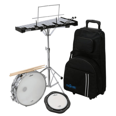 Majestic 2.5 Octave Bell Kit with Practice Pad, Snare Drum, Mallets, Drumsticks, and a Rolling Cart
