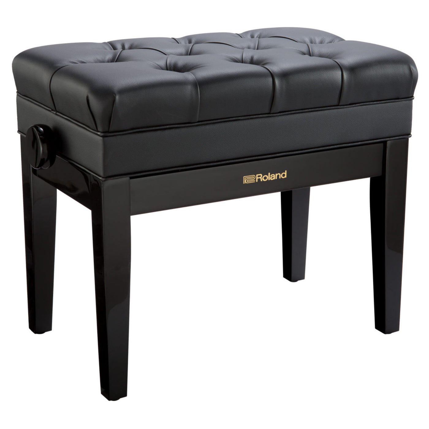 Roland Piano Bench with Vinyl Seat and Music Compartment - Polished Ebony