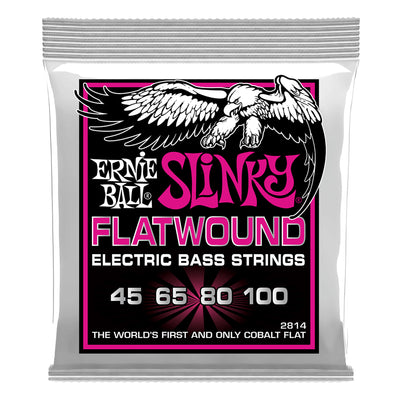 Ernie Ball Super Slinky Flatwound Electric Bass Strings, 45-100 Gauge- 4 Strings
