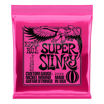 Ernie Ball Super Slinky Nickel Wound Electric Guitar Strings, 9-42 Gauge- 6 Strings