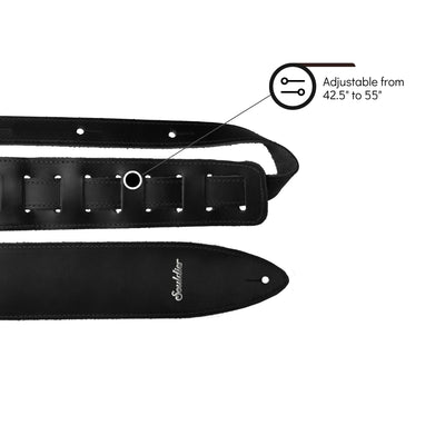 Souldier TGS0000BK02BK - Handmade Souldier Solid Torpedo Strap for Bass, Electric, or Acoustic Guitar, Adjustable Length from 42.5" to 55" Made in the USA, Black