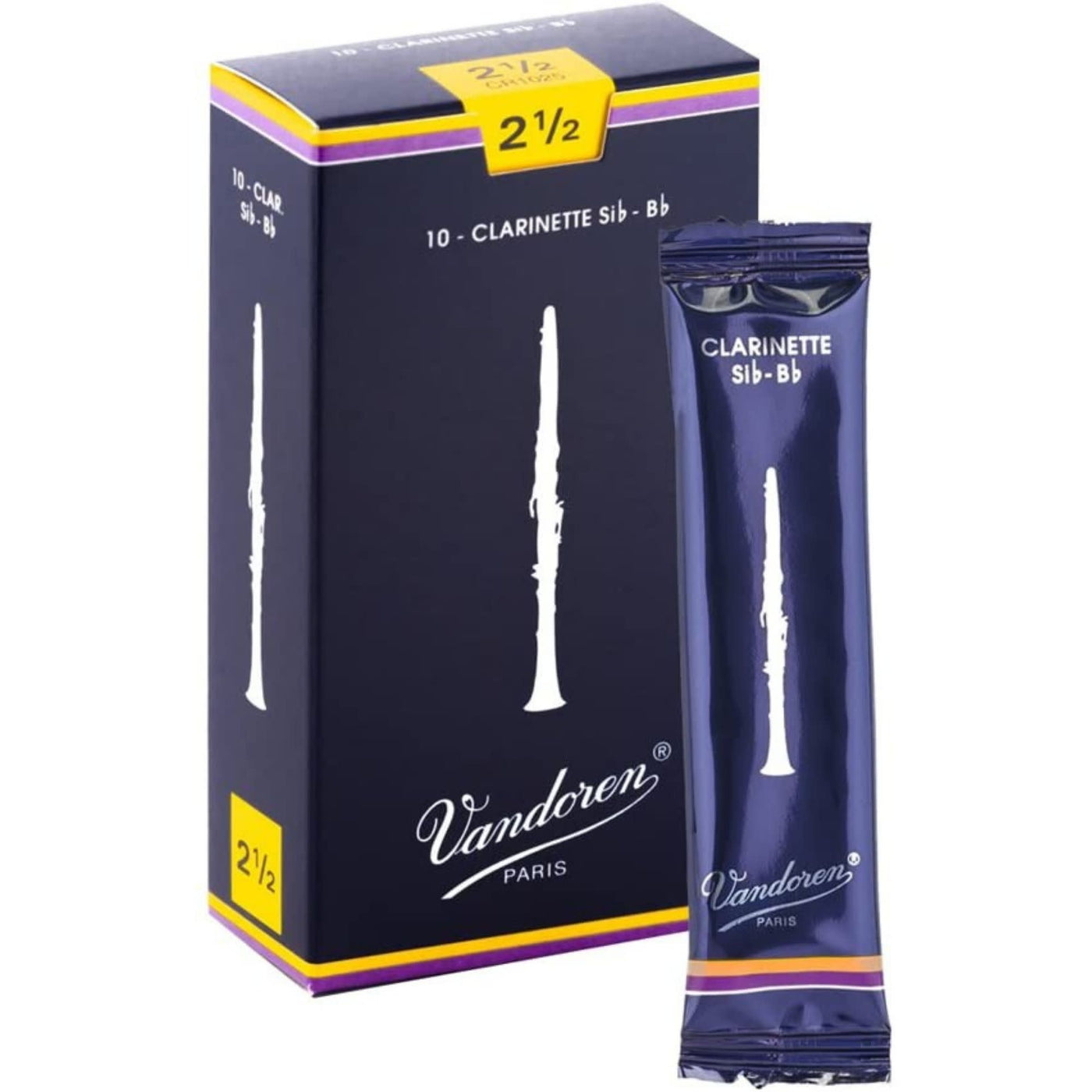 Vandoren Bb Clarinet Traditional Reeds Strength #2.5; Box of 10