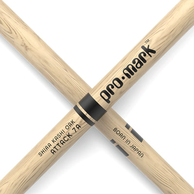 ProMark Classic Attack 7A Shira Kashi Oak Drumstick, Oval Wood Tip (PW7AW)
