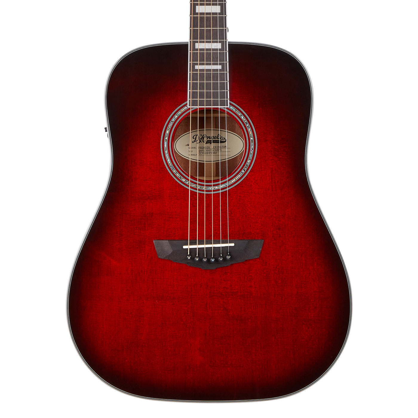 D’Angelico Premier Lexington Dreadnought Acoustic Electric Guitar, Black Cherry Burst (DAPD300TBCBAPS)