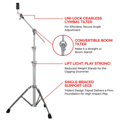 Pearl 930 Single-Braced Convertible Boom Cymbal Stand
