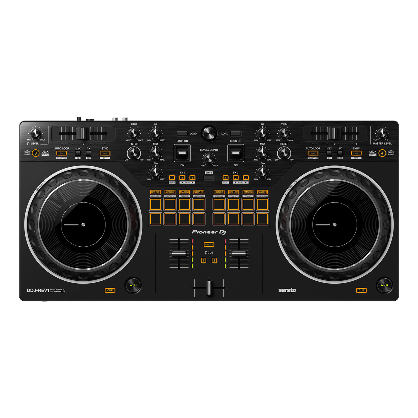 Pioneer DJ 2-Channel Scratch-Style DJ Controller for Serato DJ Lite, Professional DJ Equipment Mixer Audio Interface - Black (DDJ-REV1)