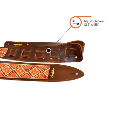 Souldier TGS1214BR01BR - Handmade Souldier Fabric Torpedo Strap for Bass, Electric, or Acoustic Guitar, Adjustable Length from 42.5" to 55" Made in the USA, Orange