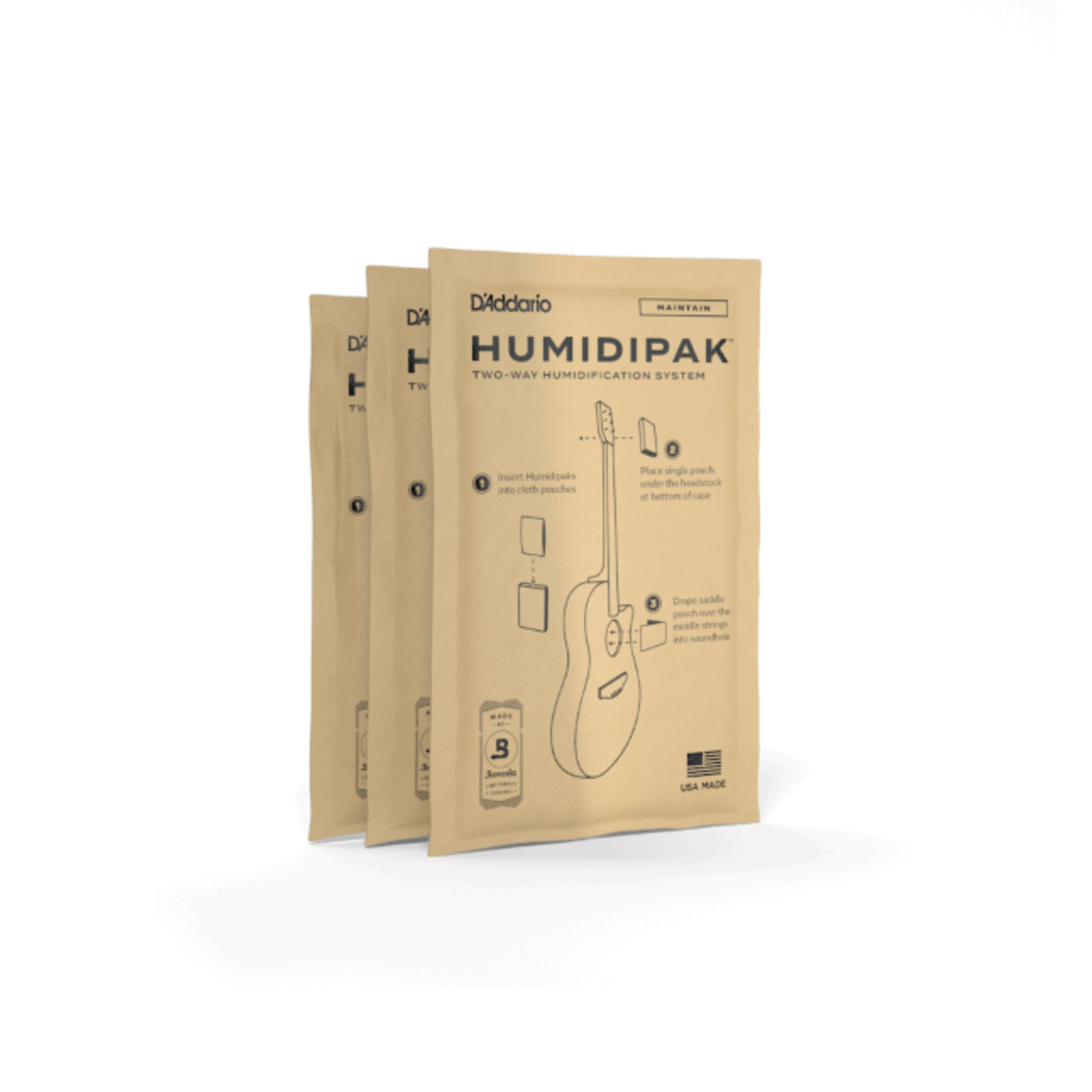 D'Addario Humidipak System Replacement Packets, 3-Pack (PW-HPRP-03)