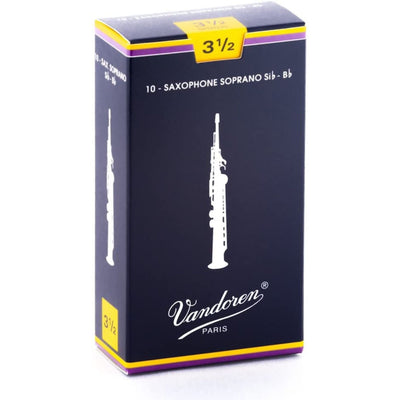 Vandoren Soprano Saxophone Traditional Reeds Strength #3.5; Box of 10
