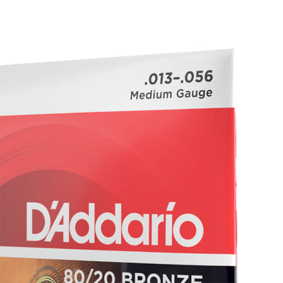 D'Addario 80/12 Bronze Acoustic Guitar Strings, Medium, 13-56 (EJ12)