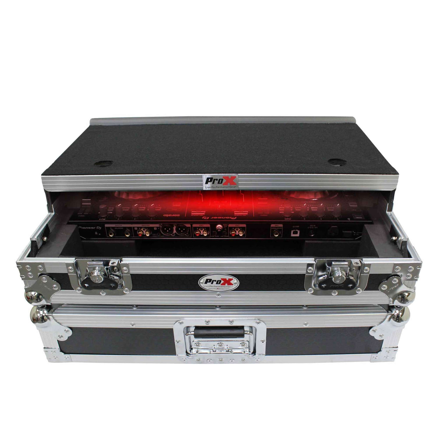 ProX XS-DDJSR2LTLED ATA Flight Case, Pioneer DDJ-SR2 DJ Controller, With Laptop Shelf and LED, Pro Audio Equipment Storage
