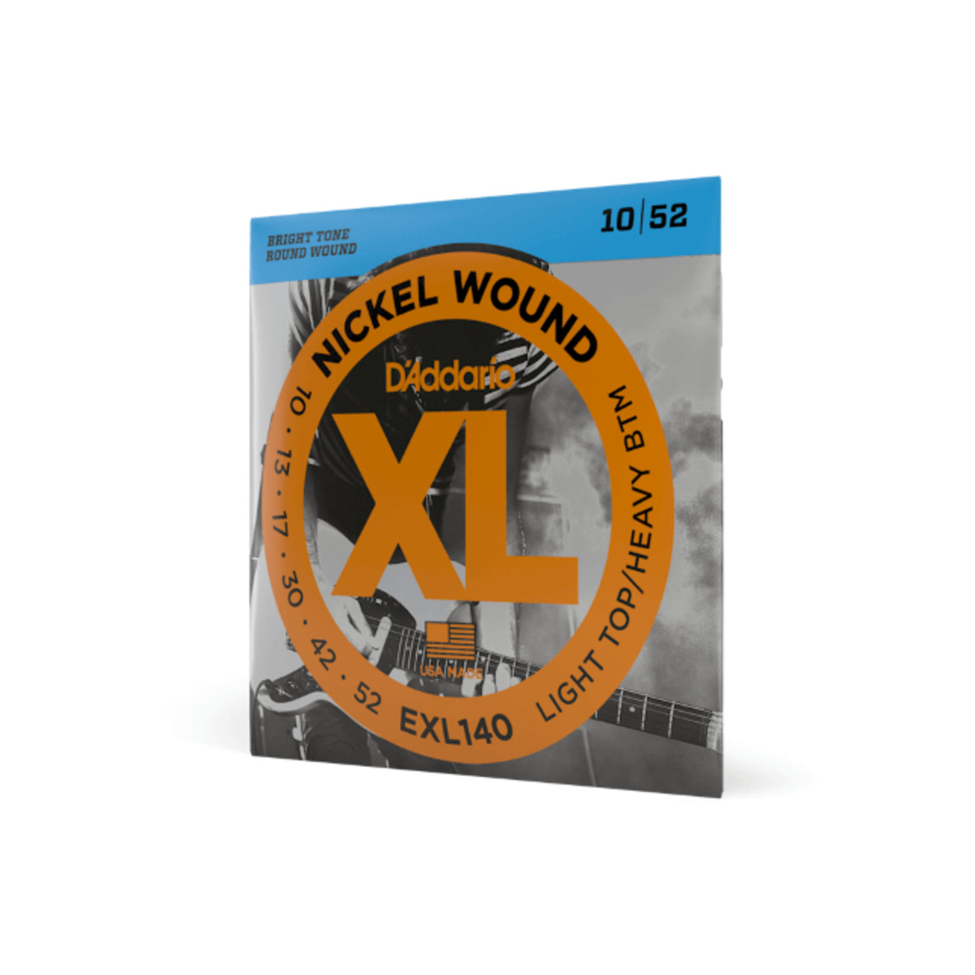 D'Addario Nickel Wound Electric Guitar Strings, Light Top/Heavy Bottom, 10-52 (EXL140)