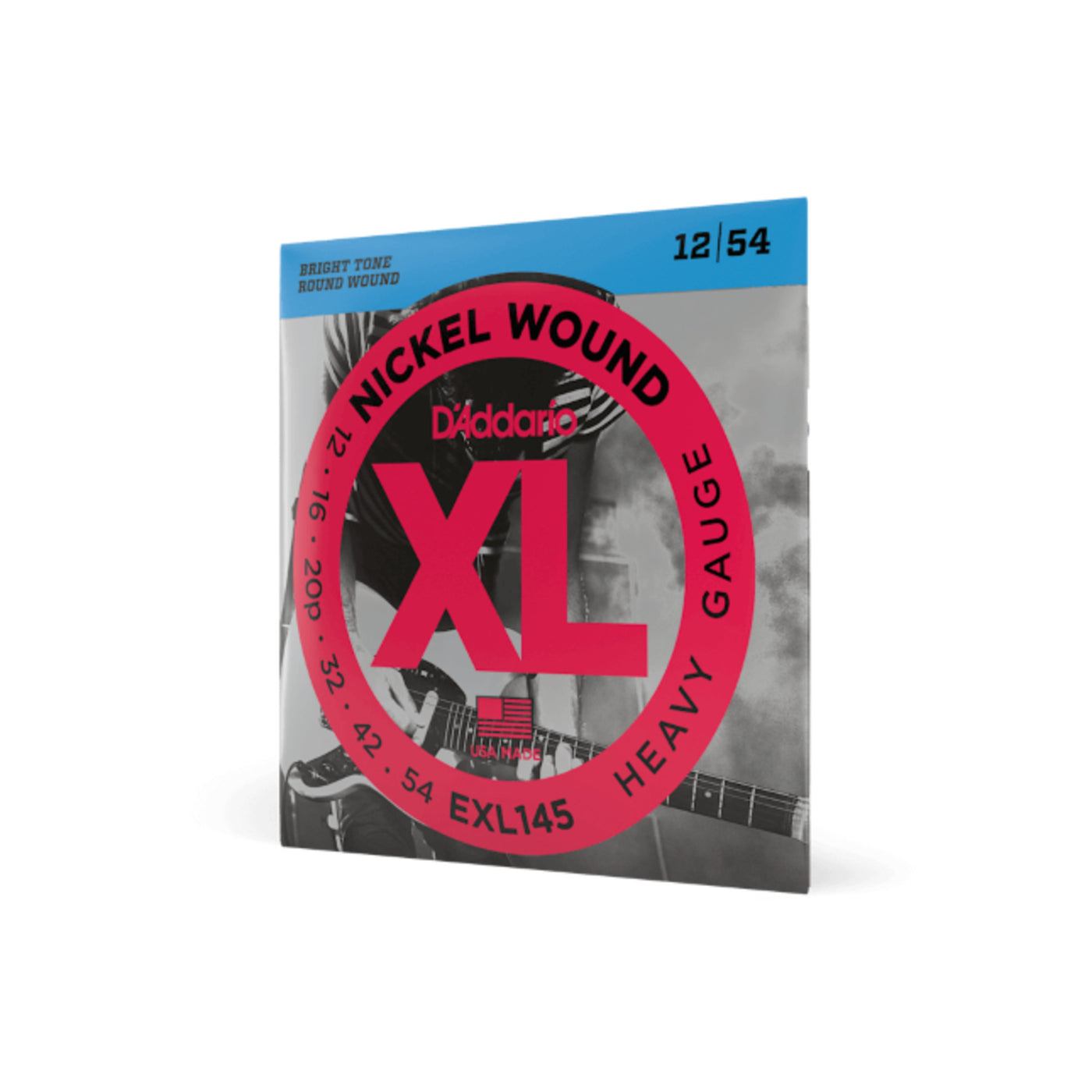 D'Addario Nickel Wound Electric Guitar Strings, Heavy, 12-54 with Plain Steel 3rd (EXL145)