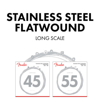 Fender 9050's Stainless Steel Flatwound Long Scale Bass Strings, 9050L .045-.100 Gauges (0739050403)