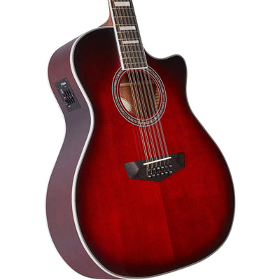 D'Angelico Fulton Grand Auditorium 12-String CE, Trans Black Cherry Burst (DAPG212TBCBAPS)