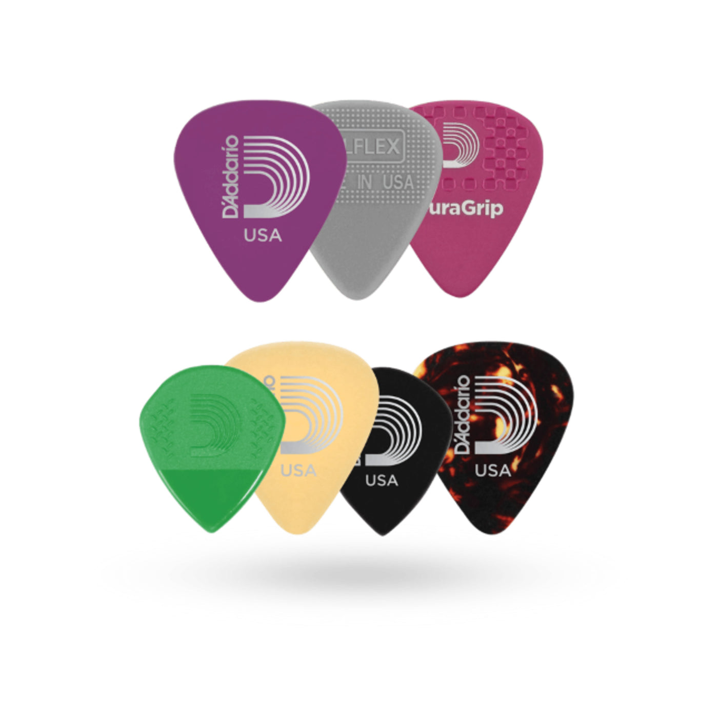 D'Addario Assorted Guitar Picks, 7-Pack, Medium (1XVP4-5)