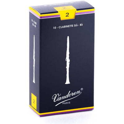 Vandoren Bb Clarinet Traditional Reeds Strength #2; Box of 10