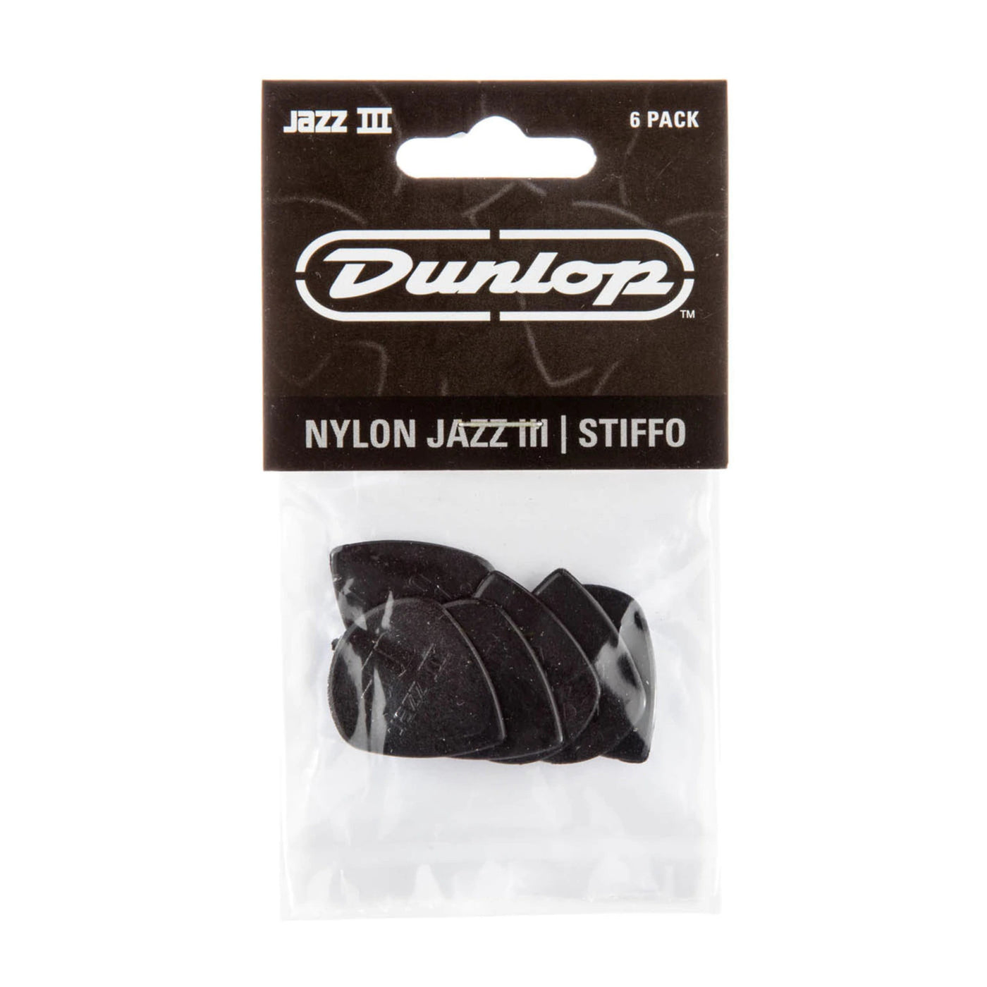 Dunlop 47P3S Nylon Jazz lll Stiffo Pick- 6 Pack
