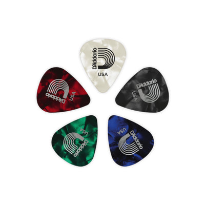 D'Addario Assorted Pearl Celluloid Guitar Picks, 100 Pack, Extra Heavy (1CAP7-100)