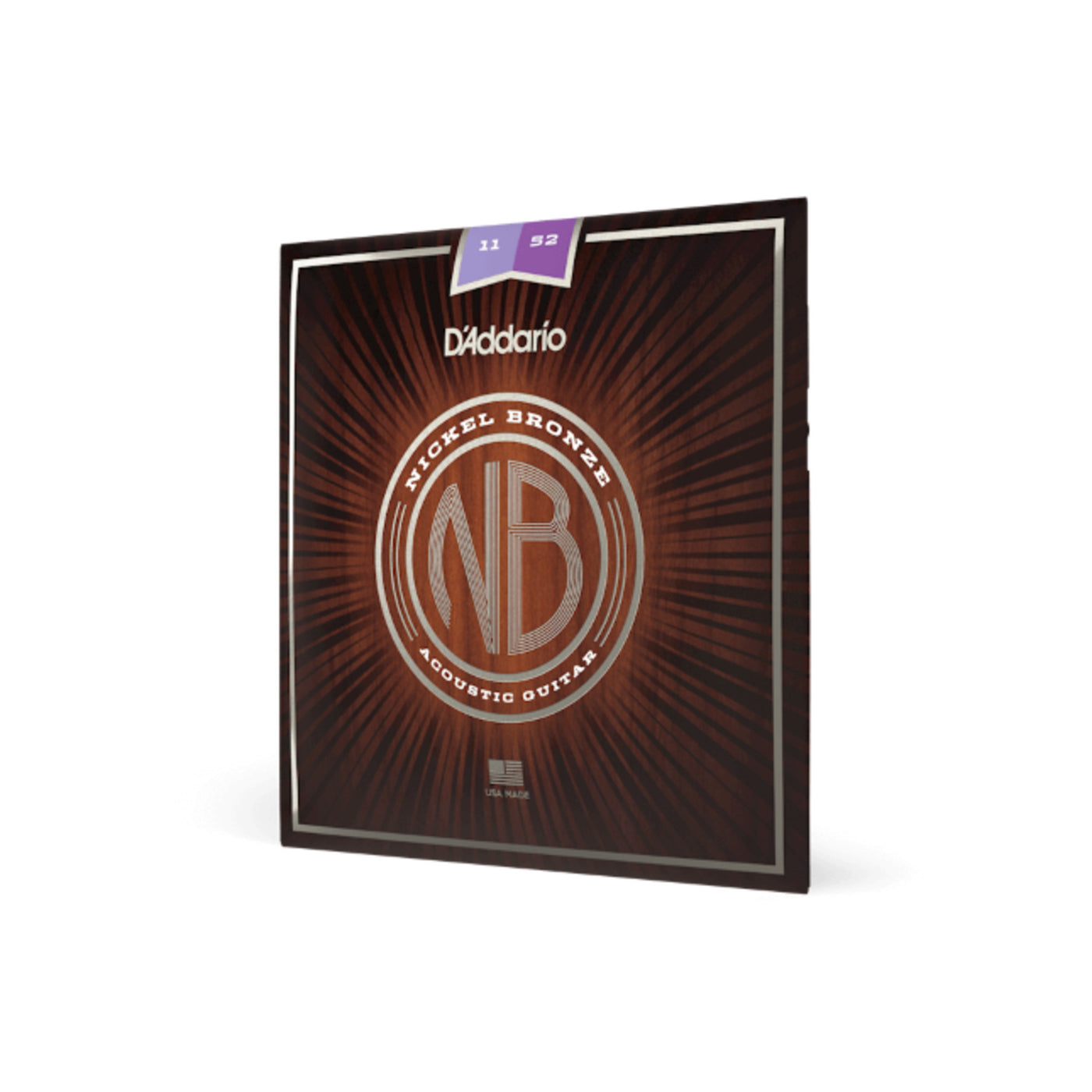 D'Addario Nickel Bronze Acoustic Guitar Strings, Custom Light, 11-52 (NB1152)
