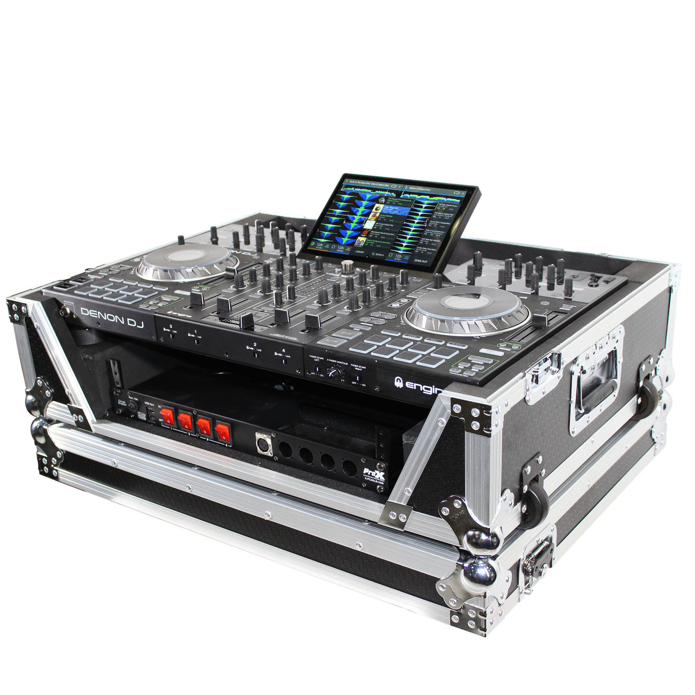 ProX XS-PRIME4W2U ATA-300 Style Flight Case, For Denon PRIME 4 DJ Controller, 2U Rack Space, With Wheels, Pro Audio Equipment Storage