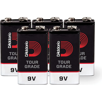 D'Addario Tour-Grade 9 Volt Battery, 5-Pack (PW-9V-05)