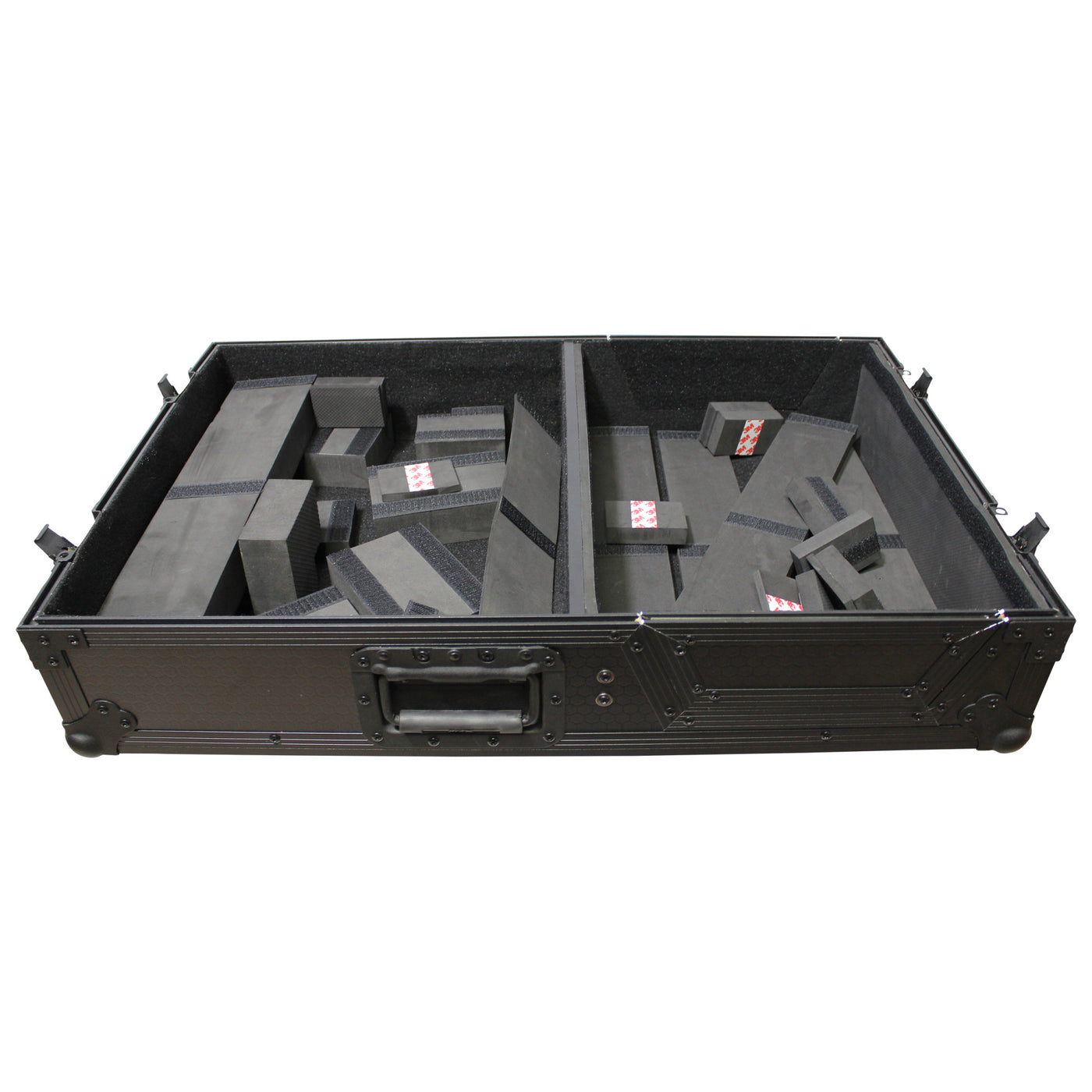 ProX XS-TMC1012WBL ATA-300 Style Flight Case, For Single Turntable in Battle Mode and 10" or 12" DJ Mixer, Pro Audio Equipment Storage, Black on Black