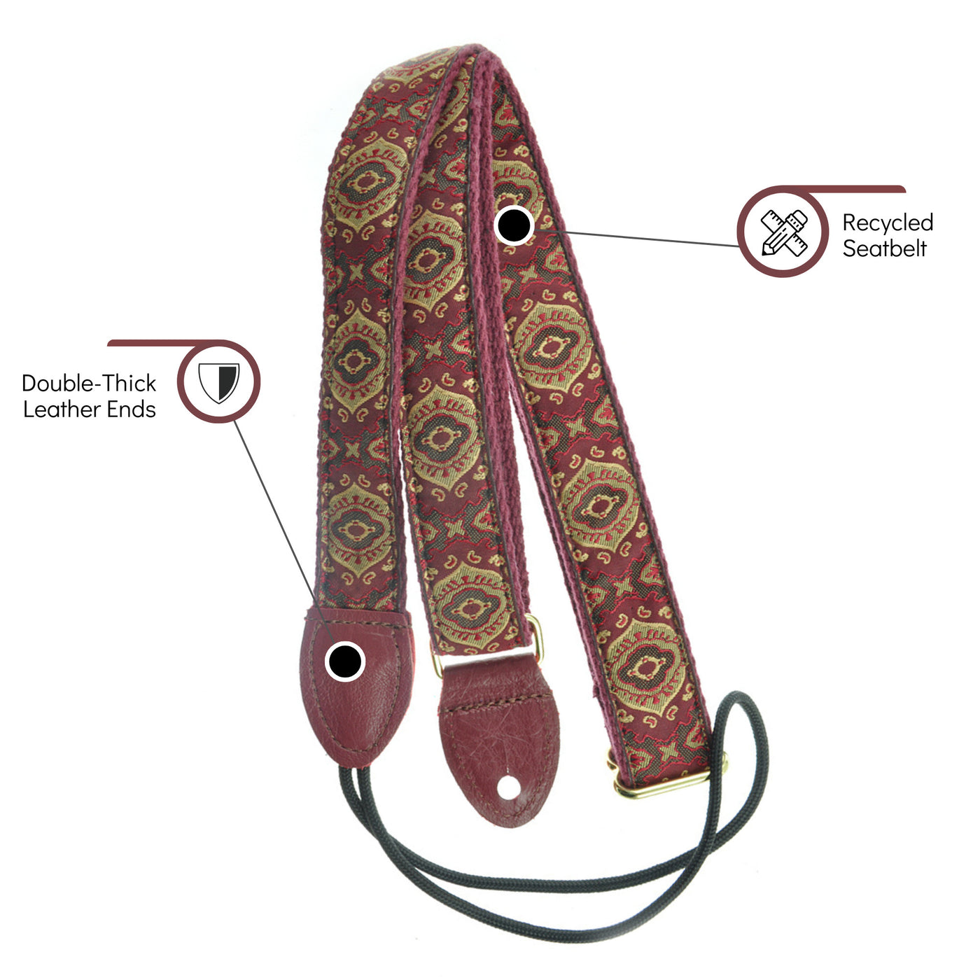 Souldier FMDA0640BD05BD - Handmade Souldier Fabric F-Style Mandolin Straps, 1 Inch Width and Adjustable Length, Maroon