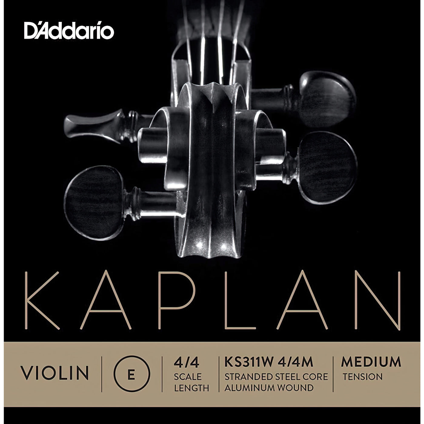 D'Addario KS311 Kaplan Non-whistling Violin E String, 4/4 Size Wound (KS311W 4/4M)