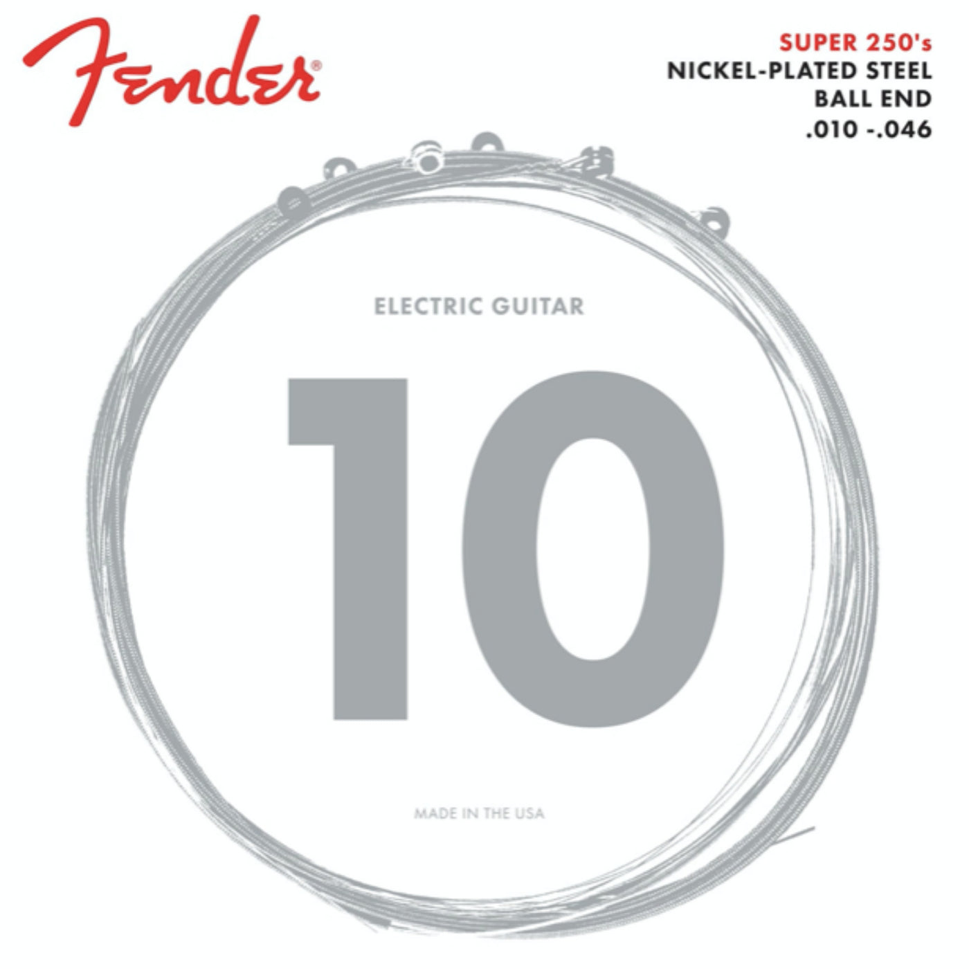Fender Super 250s Nickel-Plated Steel Ball End Electric Guitar Strings .010-.046 Gauges (0730250406)