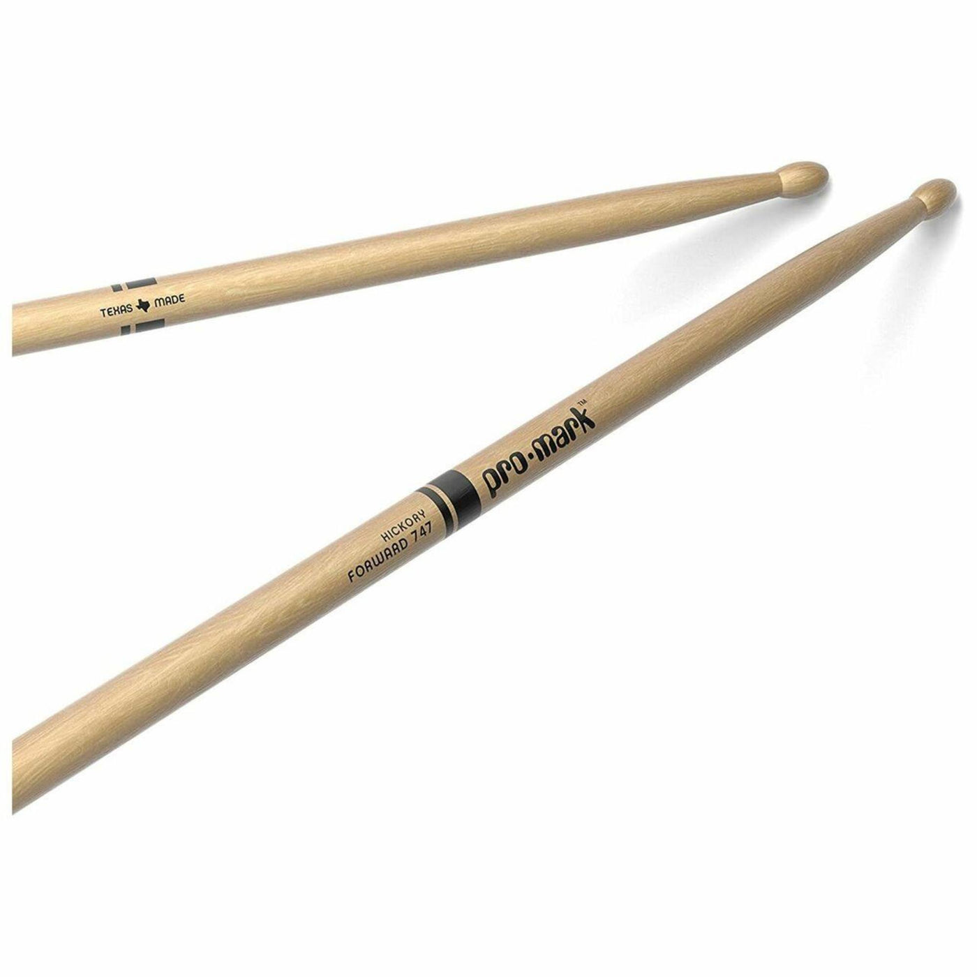 Promark Classic Forward 747 Hickory Drumsticks, Oval Wood Tip