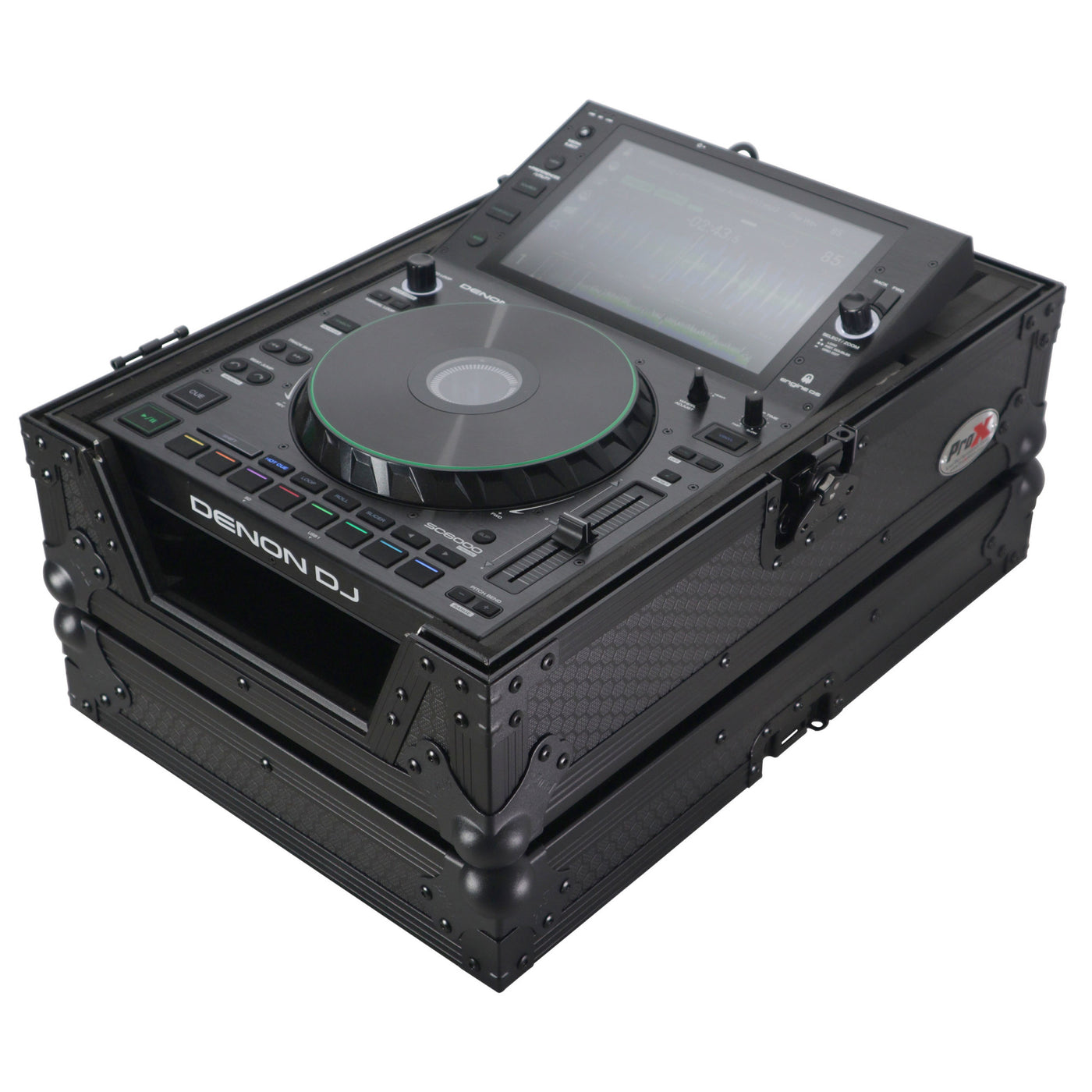 ProX XS-CDBL Flight Case, For Pioneer CDJ-3000 DJS-1000 Denon SC6000 PRIME Large Format CD-Media Player, Pro Audio Storage, Black on Black