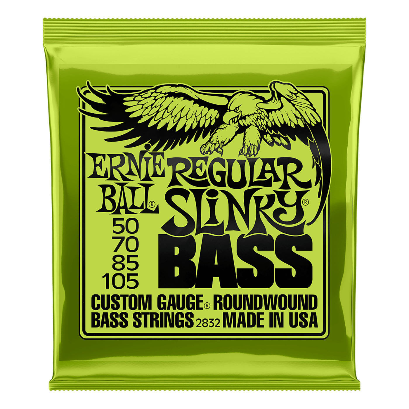 Ernie Ball Regular Slinky Nickel Wound Electric Bass Strings, 50-105 Gauge- 4 Strings
