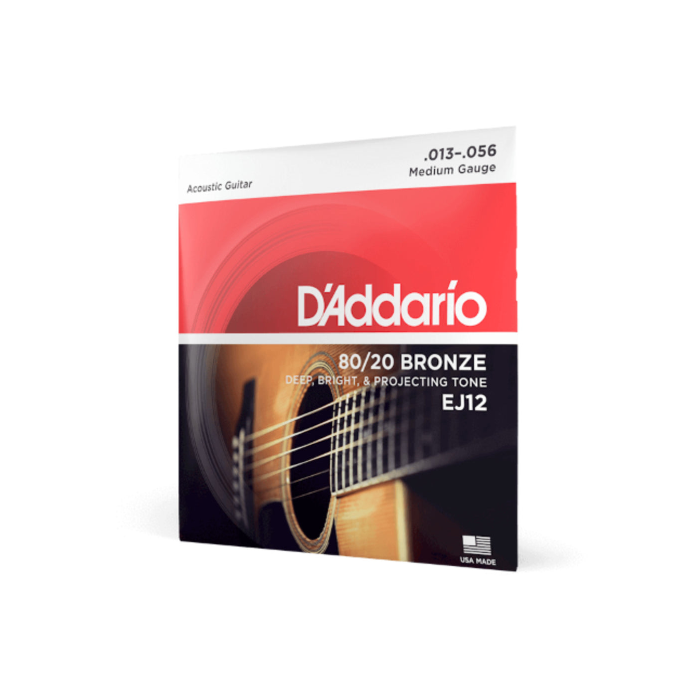 D'Addario 80/12 Bronze Acoustic Guitar Strings, Medium, 13-56 (EJ12)