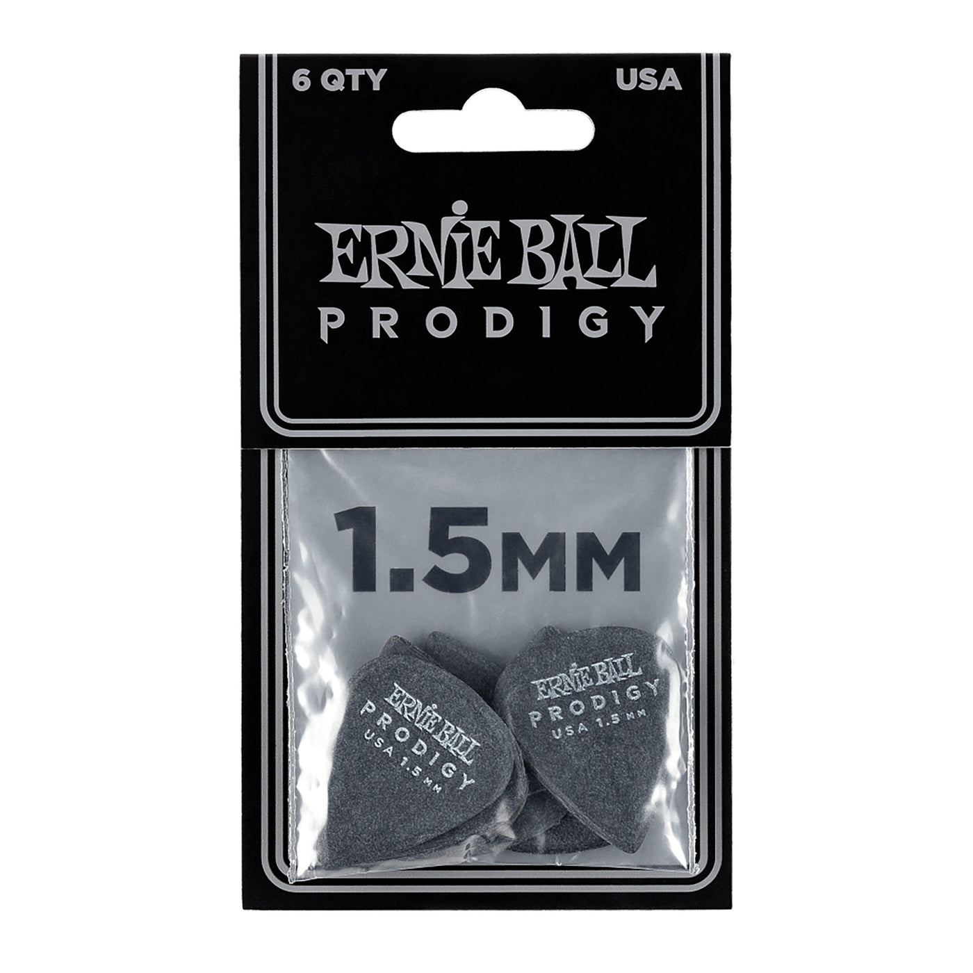 Ernie Ball 1.5mm Black Standard Prodigy Picks 6-Pack