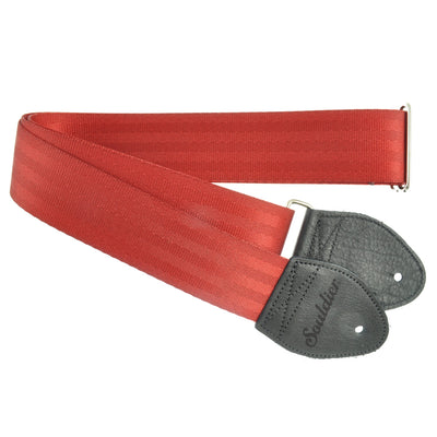 Souldier GS0000DR04BK - Handmade Seatbelt Guitar Strap for Bass, Electric or Acoustic Guitar, 2 Inches Wide and Adjustable Length from 30" to 63"  Made in the USA, Dark Red