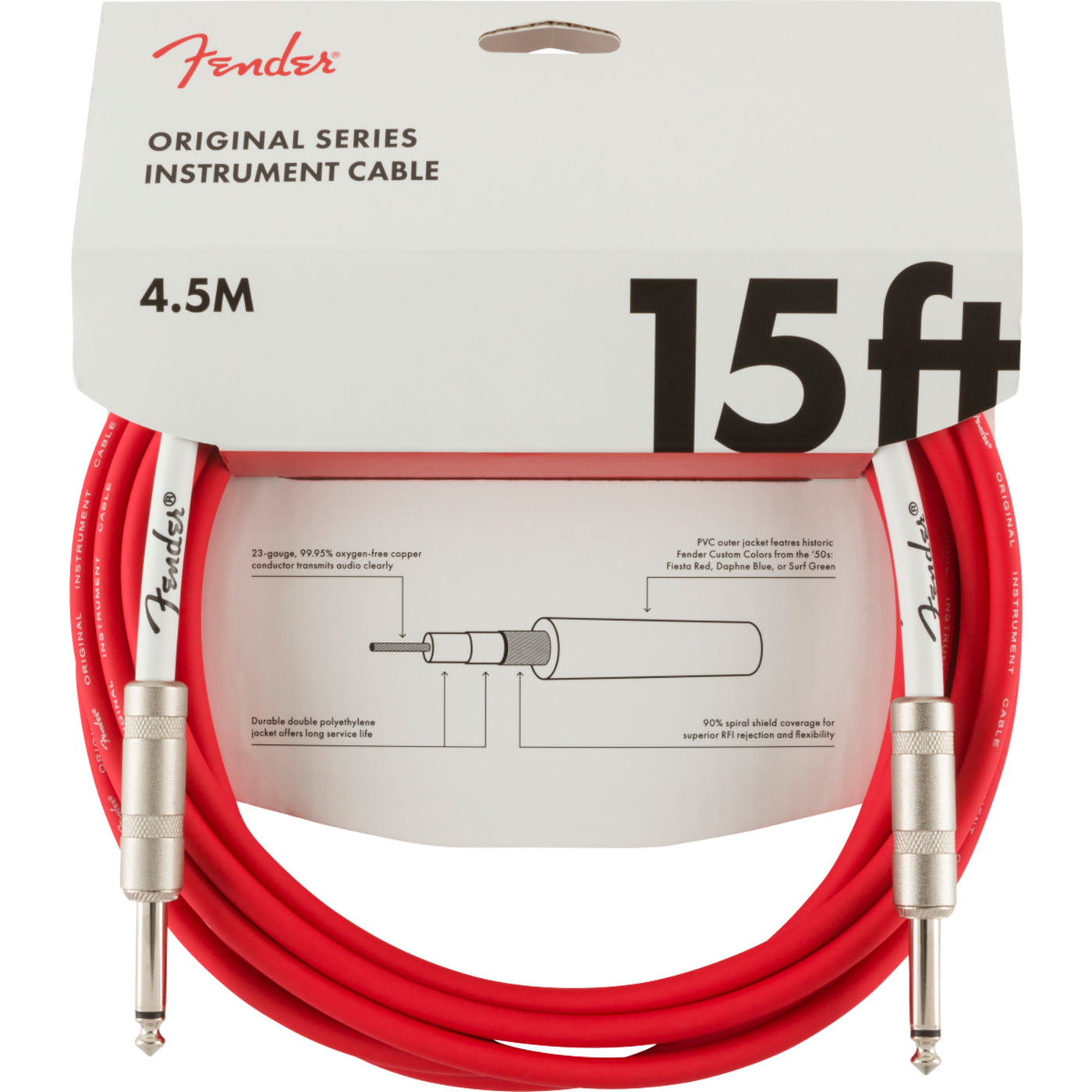 Fender Original Series 15-Foot Straight to Straight Instrument Cable - Fiesta Red (0990515010)