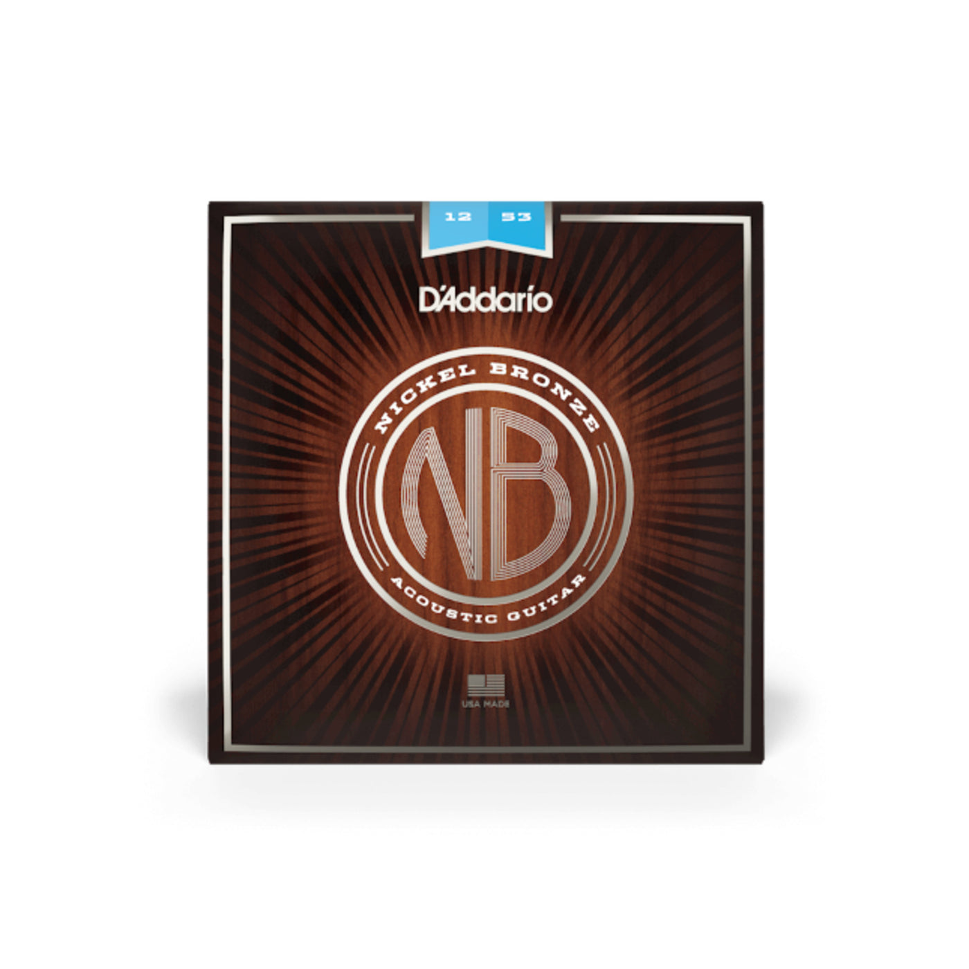 D'Addario Nickel Bronze Acoustic Guitar Strings, Light, 12-53 (NB1253)