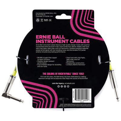 Ernie Ball 10' Straight / Angle Instrument Cable - White
