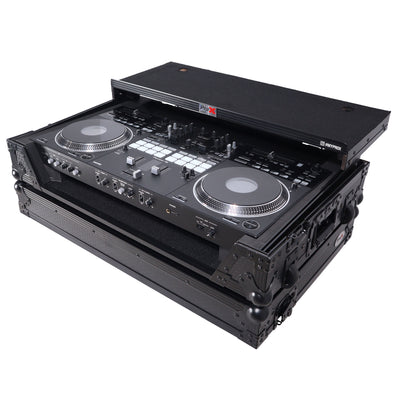 ProX XS-DDJREV7WLTBL ATA Style Flight Case, For Pioneer DDJ-REV7 DJ Controller, With 1U Rackspace, Laptop Shelf Wheels, Pro Audio Equipment Storage, Black Finish