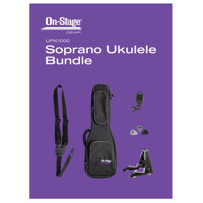 On-Stage Soprano Ukulele Bundle with Gig Bag, Stand, Tuner, and Accessories  (UPK1000)